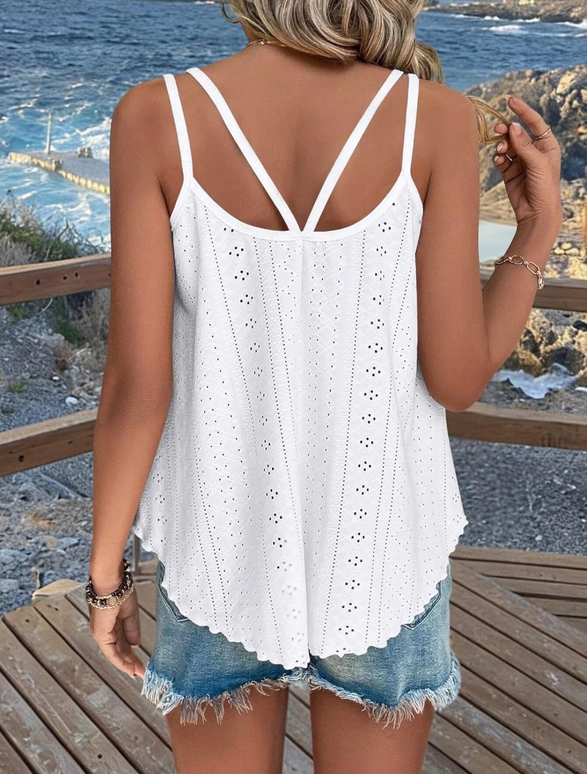 Eyelet Embroidered Cami Tank