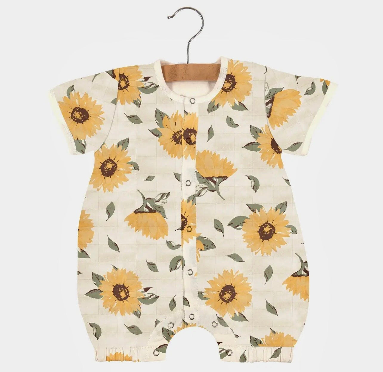 Sunflower Baby Romper Set 🌻 | Bamboo Muslin Infant Outfit