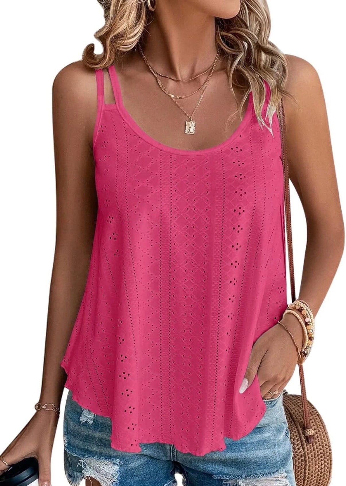 Eyelet Embroidered Cami Tank