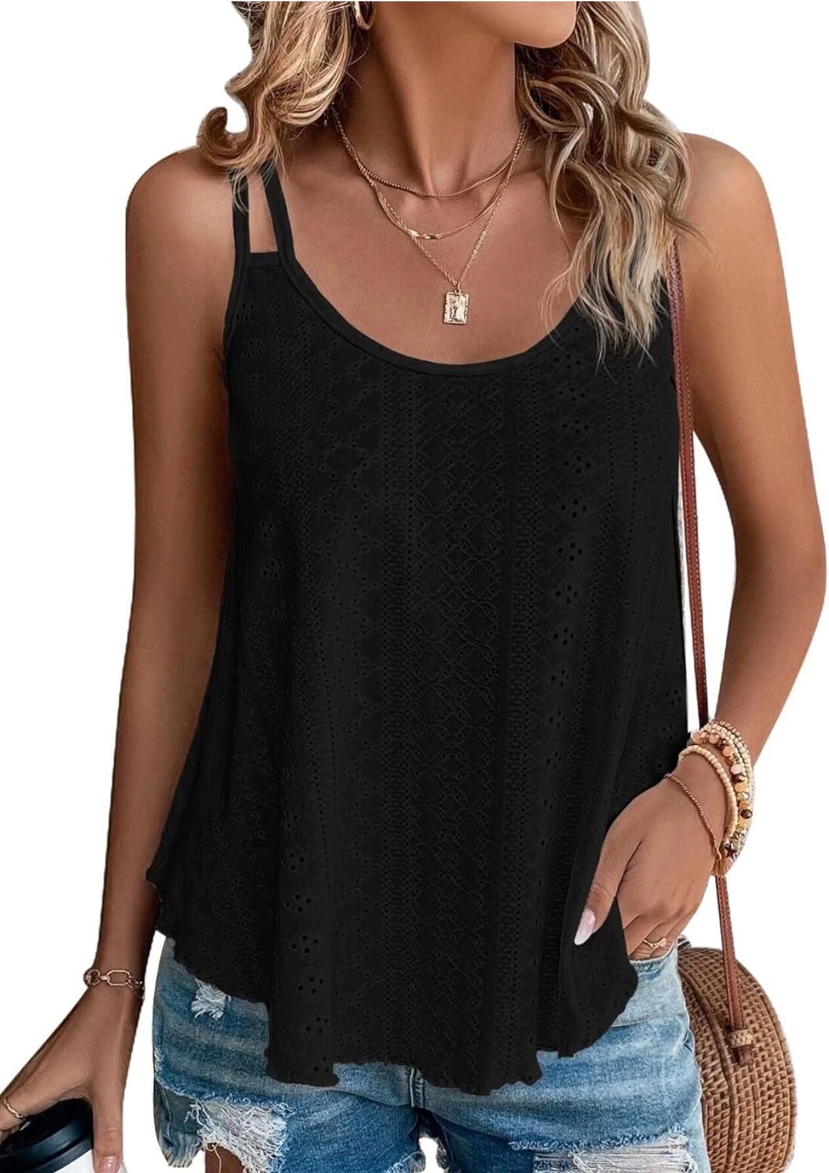 Eyelet Embroidered Cami Tank