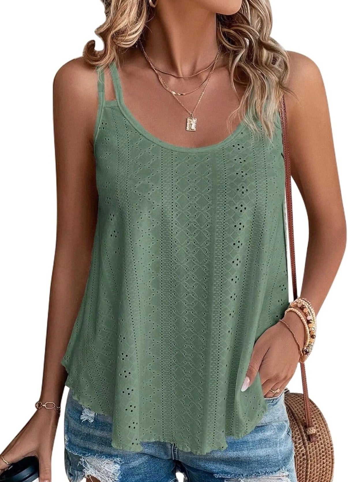 Eyelet Embroidered Cami Tank