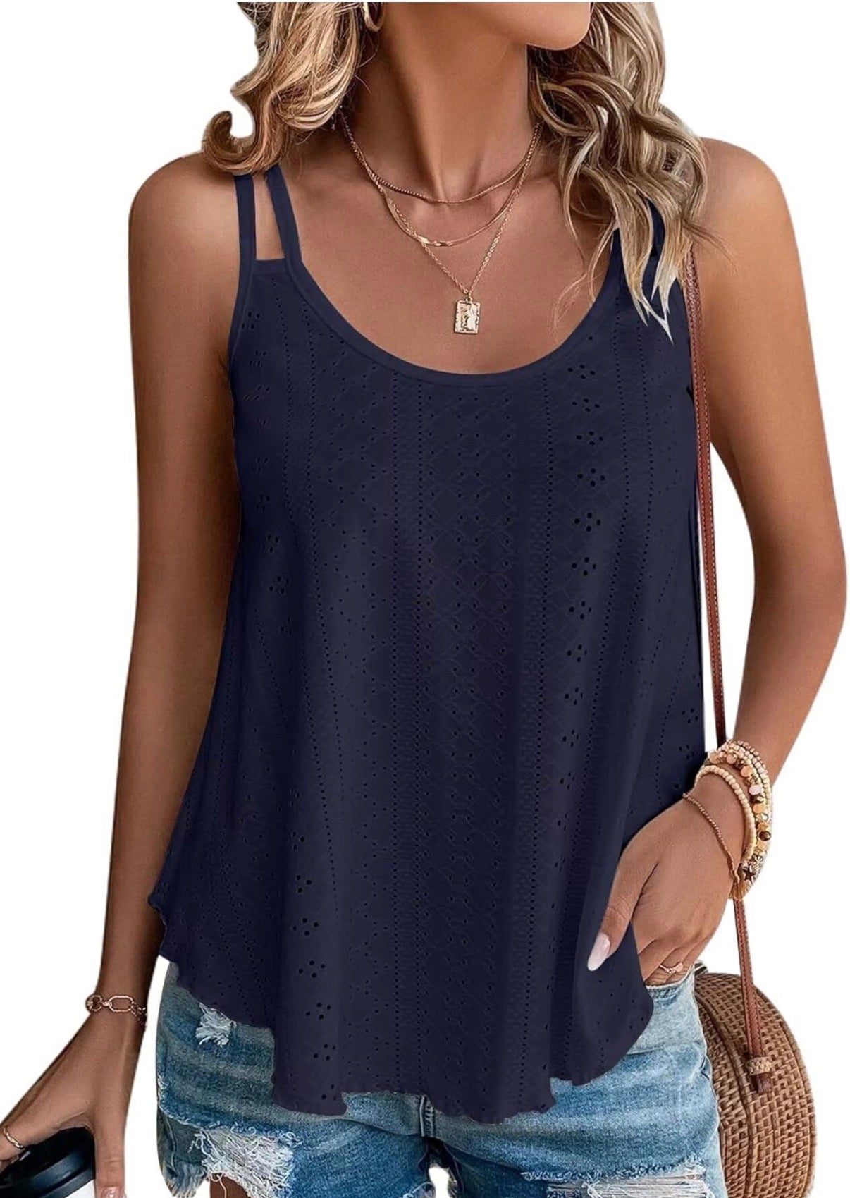 Eyelet Embroidered Cami Tank