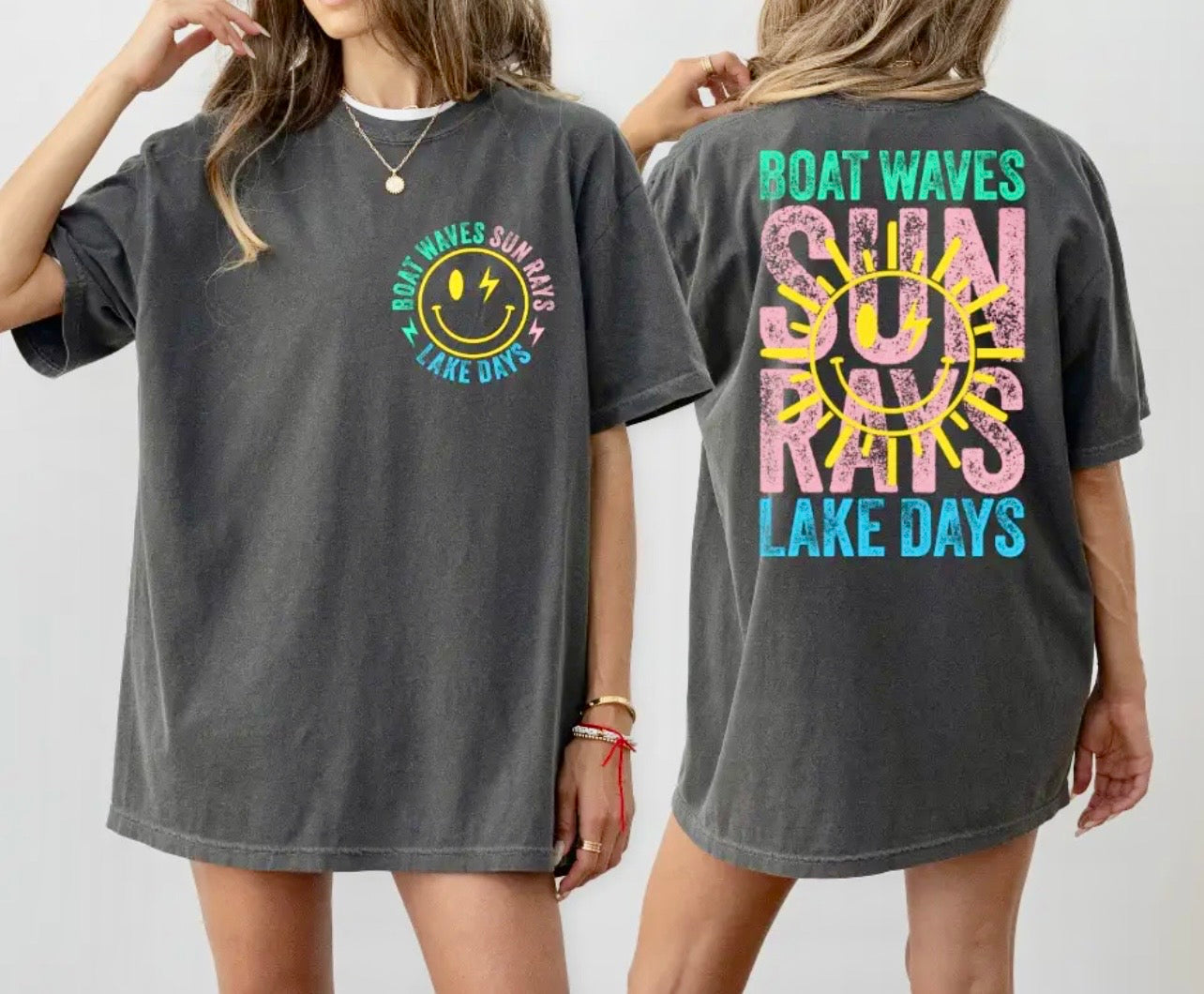 Boat Waves Sun Rays Lake Days Graphic Tee
