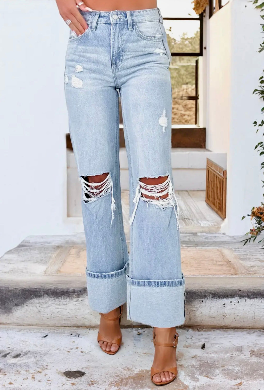 Spring Light Wash Wide Leg Jeans