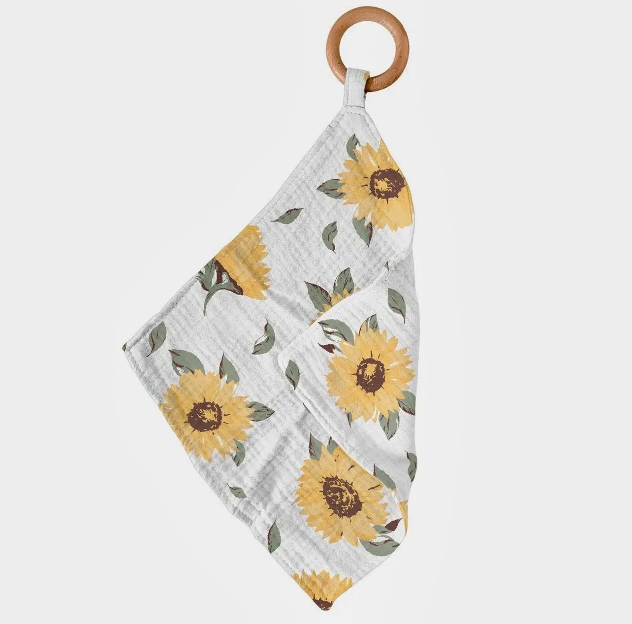Baby Teething Ring Blankey 🤍 | Soft Comfort Lovey + Wooden Teether