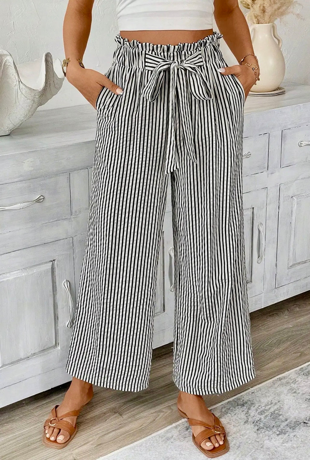 Everyday Stripe Wide Leg Pants