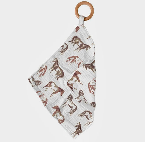 Baby Teething Ring Blankey 🤍 | Soft Comfort Lovey + Wooden Teether