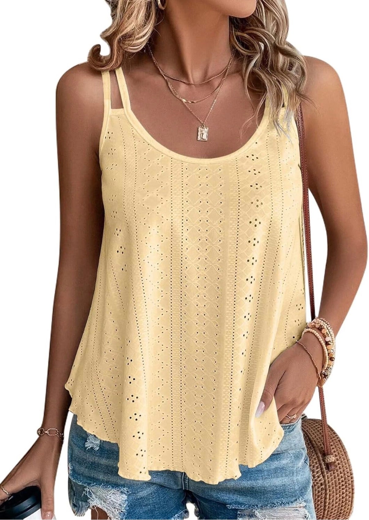 Eyelet Embroidered Cami Tank