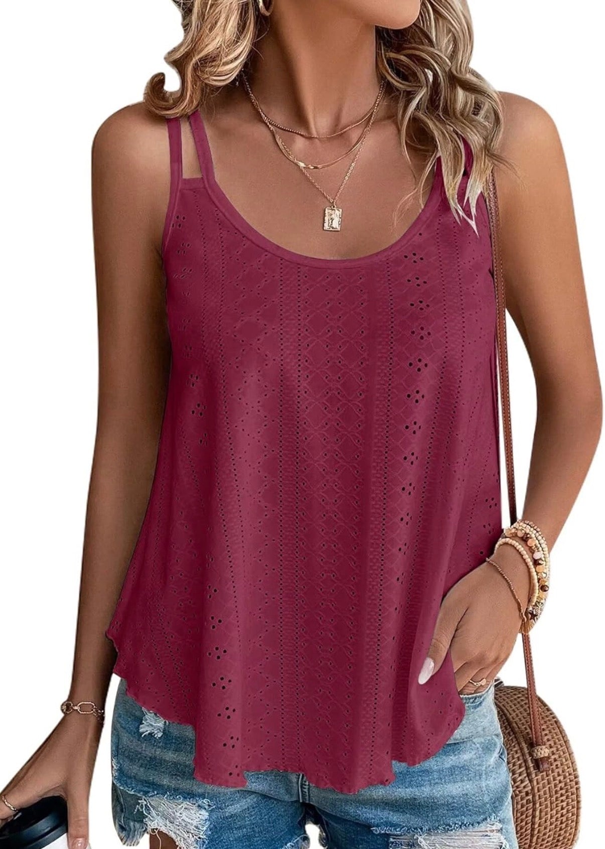 Eyelet Embroidered Cami Tank