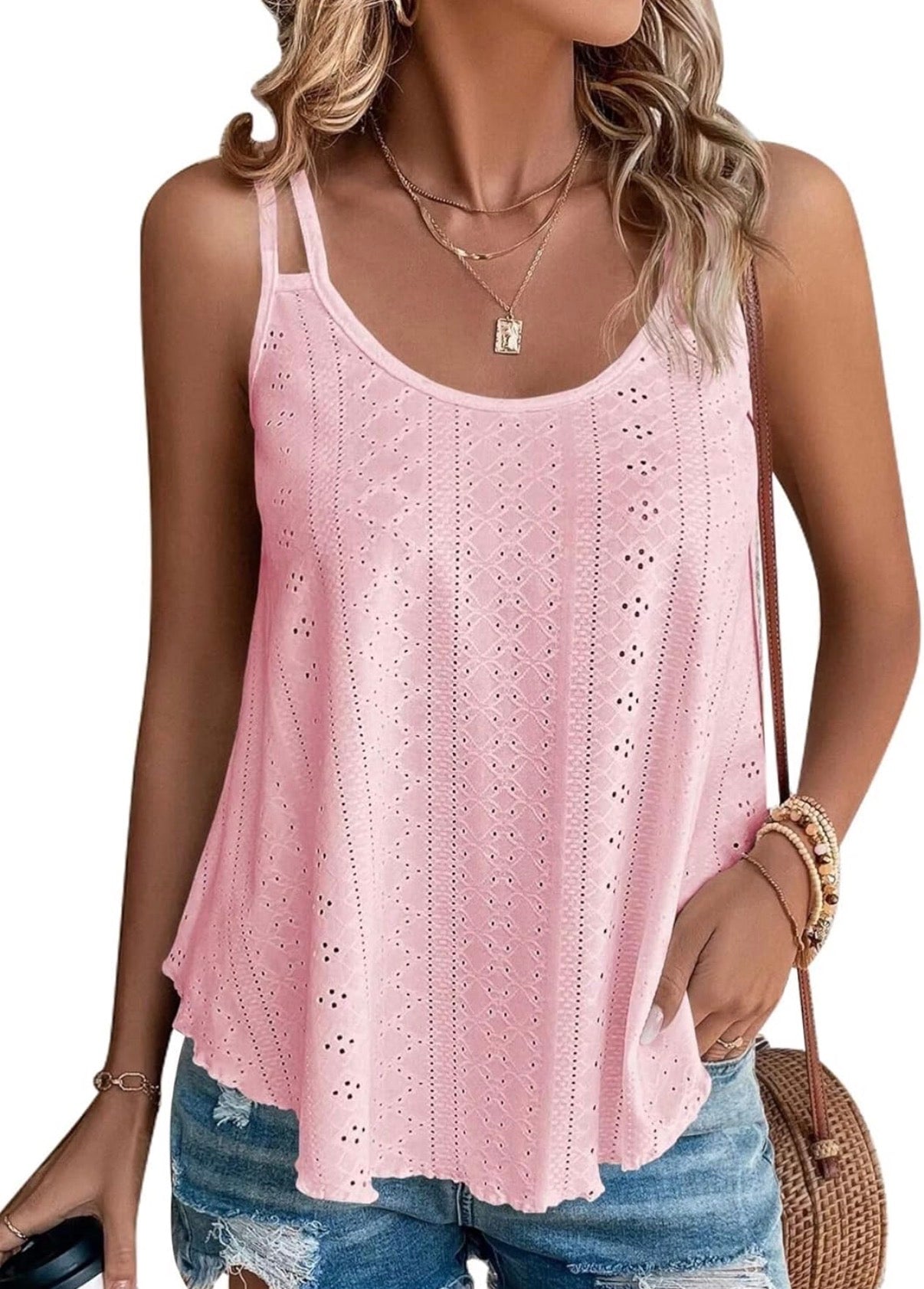 Eyelet Embroidered Cami Tank