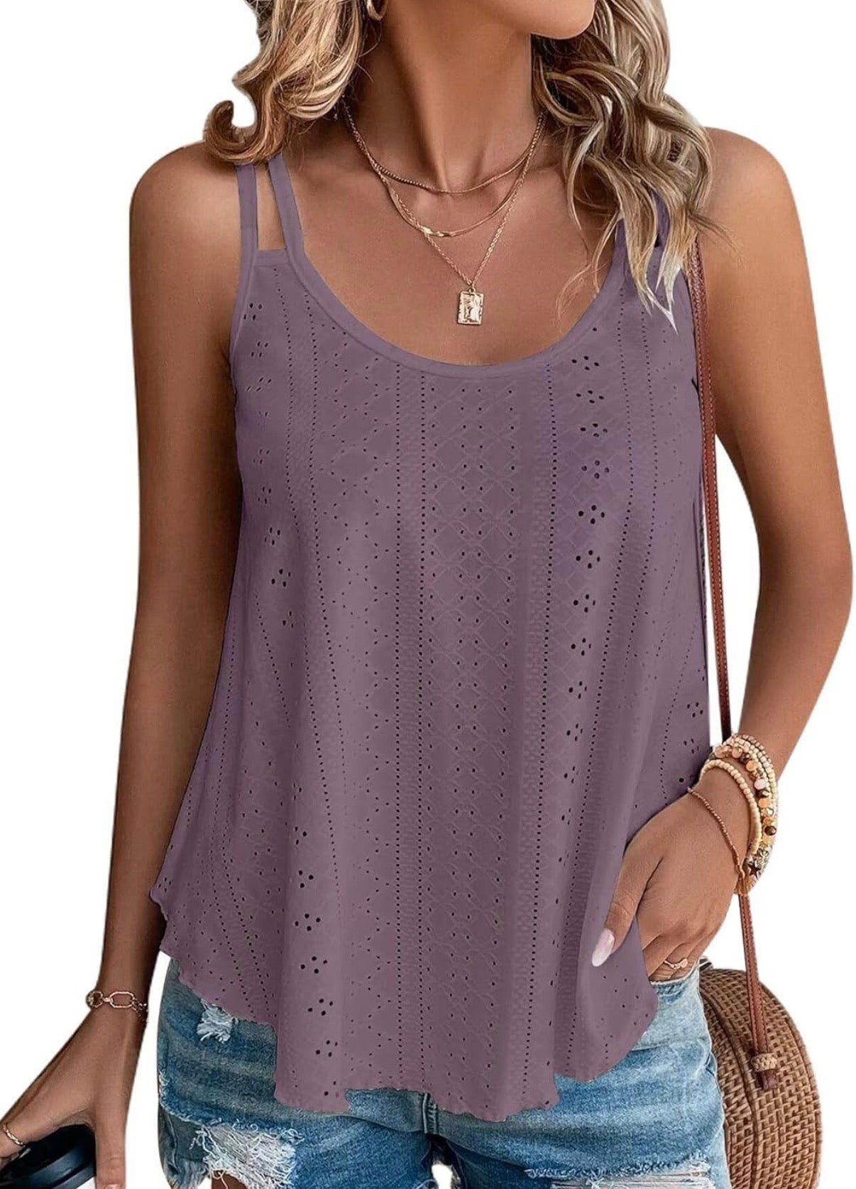 Eyelet Embroidered Cami Tank