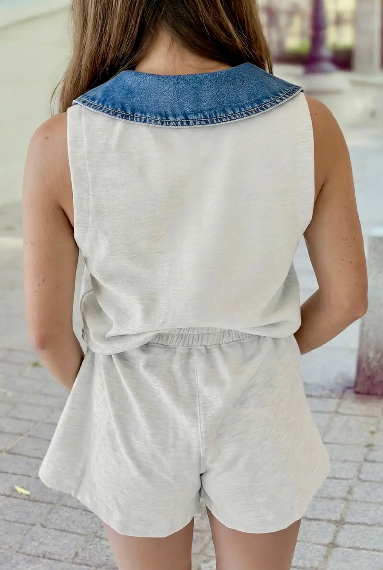Cool Girl Denim Collar Romper