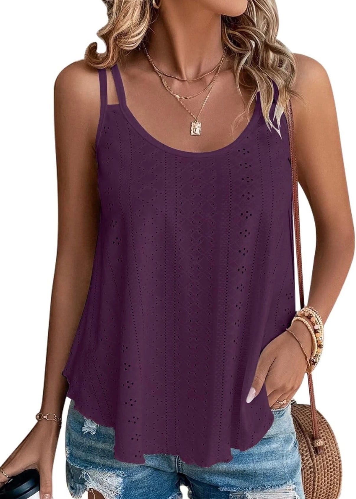 Eyelet Embroidered Cami Tank