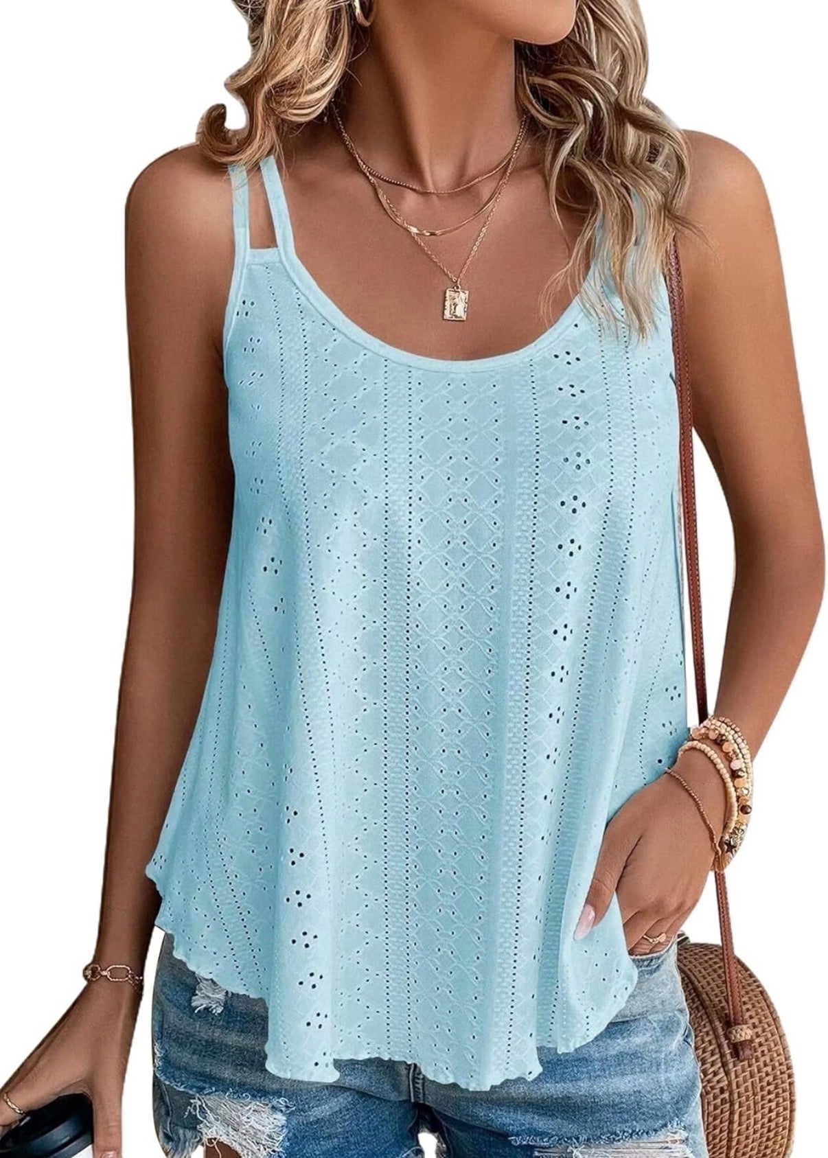Eyelet Embroidered Cami Tank