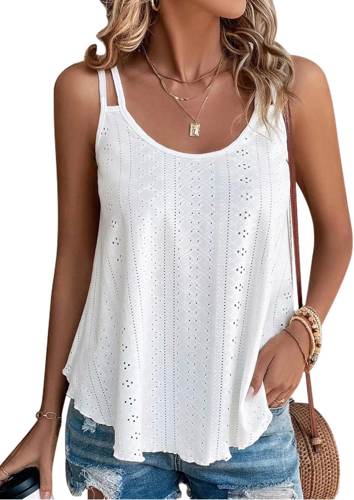 Eyelet Embroidered Cami Tank