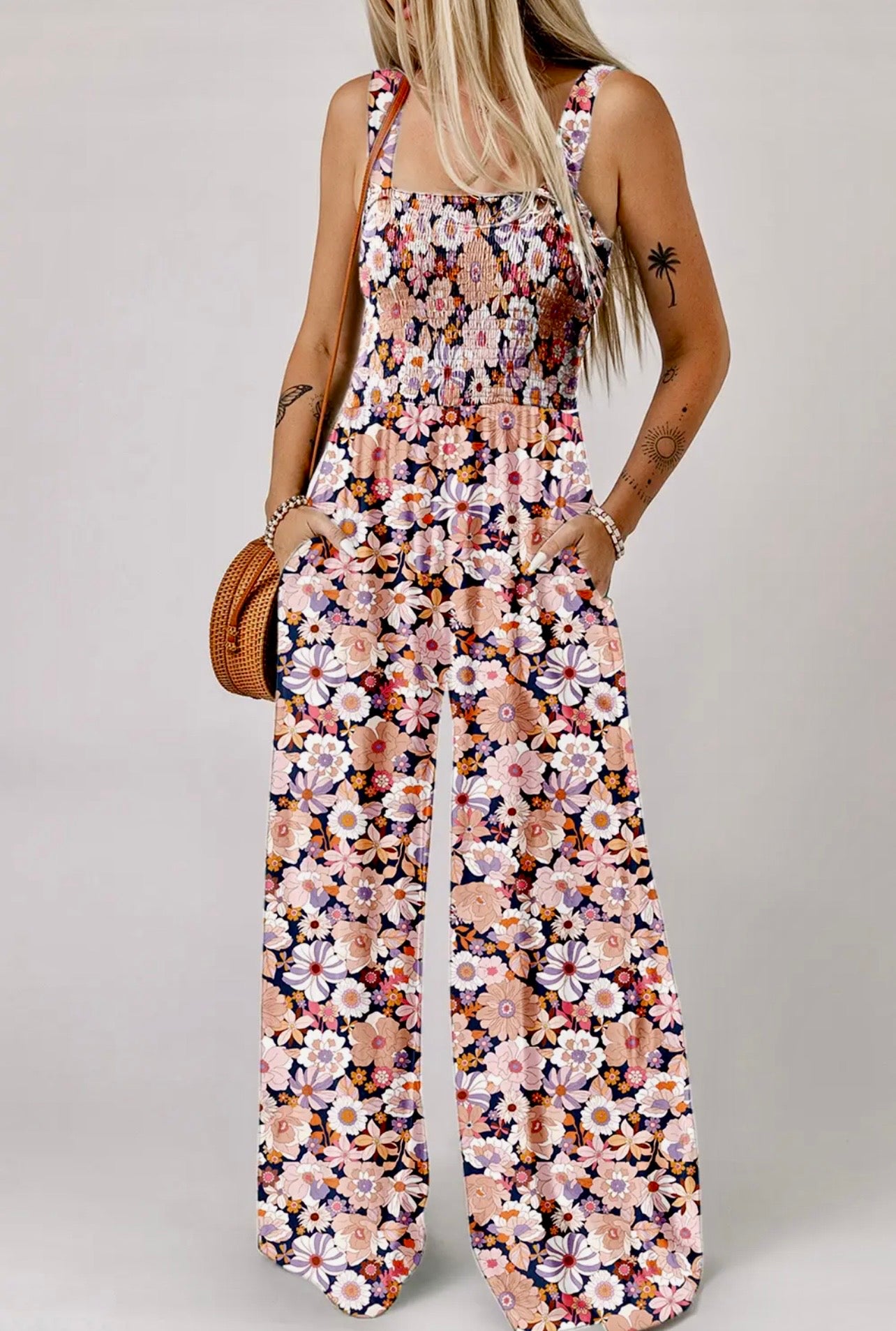 Spring Bloom Smocked Jumpsuit