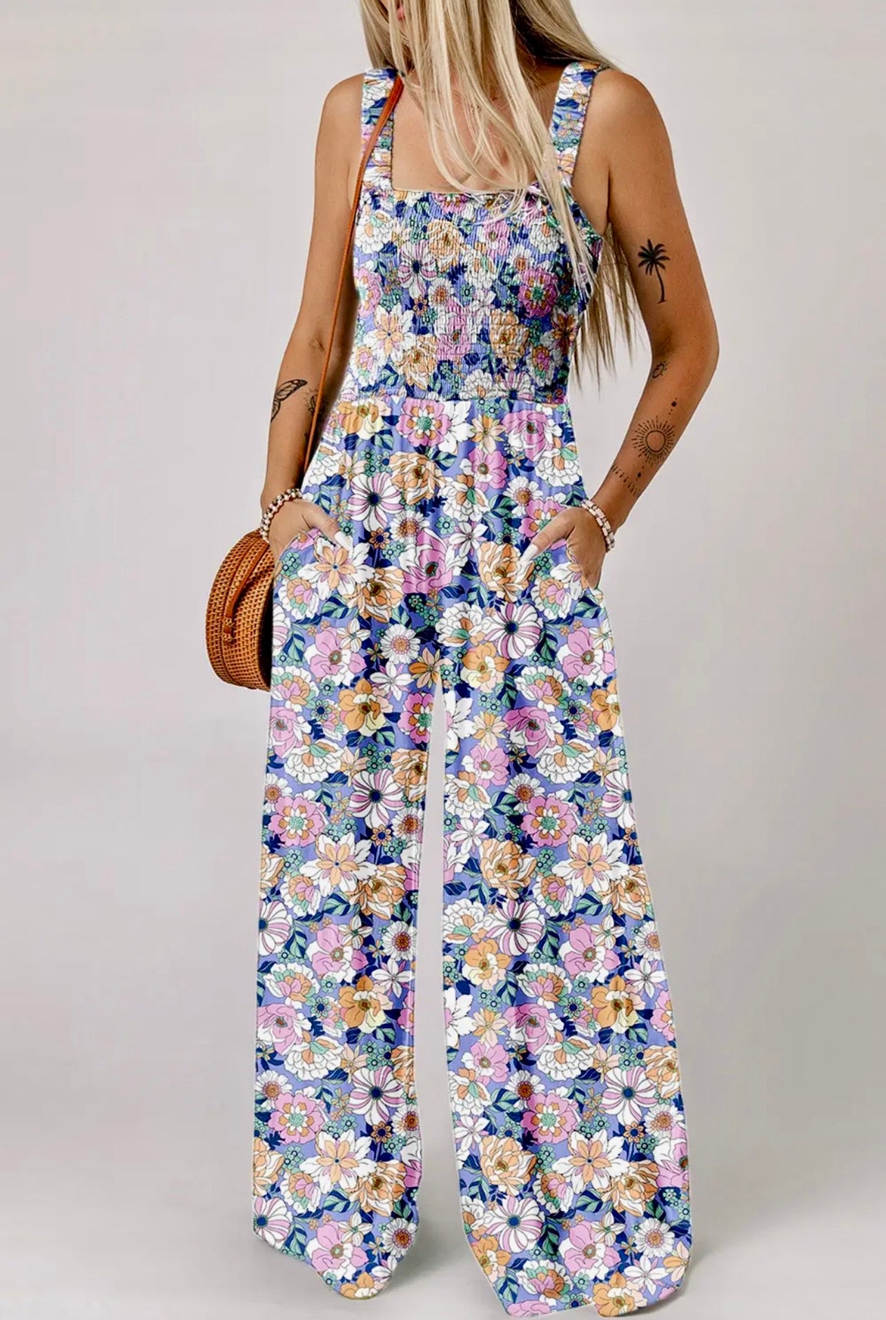 Spring Bloom Smocked Jumpsuit